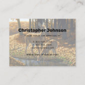 Whitetail Doe en Gemeld die van een Stroom Drink Visitekaartje (Achterkant)