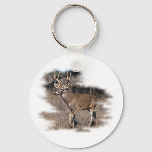 Whitetail hert in het veld sleutelhanger (Voorkant)