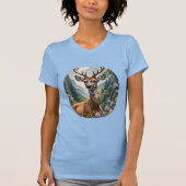 Whitetail hert tussen de laurierbloemen van de ber t-shirt (Voorkant)