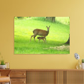 Whitetail Herten (Doe) en Fawn Canvas Afdruk (Insitu (Woonkamer))