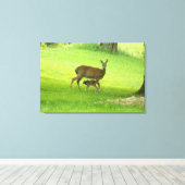 Whitetail Herten (Doe) en Fawn Canvas Afdruk (Insitu (Houten vloer))