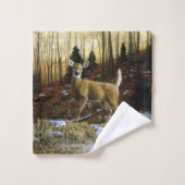 Whitetail Herten Doe in Herfst Bos Bad Handdoek (Wasdoekje)