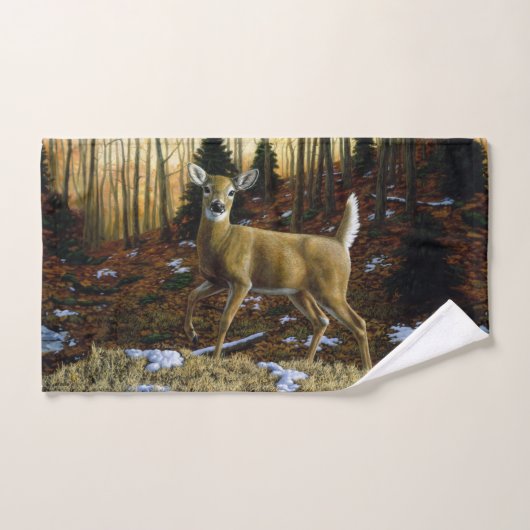 Whitetail Herten Doe in Herfst Bos Bad Handdoek (Handdoek)