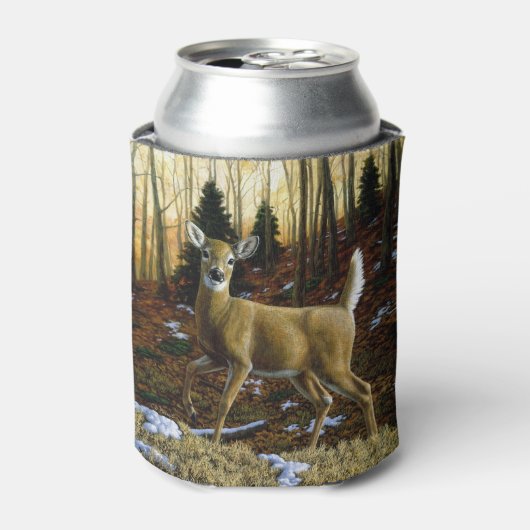 Whitetail Herten Doe in Herfst Bos Blikjeskoeler (Blikje Voorkant)