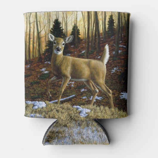 Whitetail Herten Doe in Herfst Bos Blikjeskoeler (Voorkant)