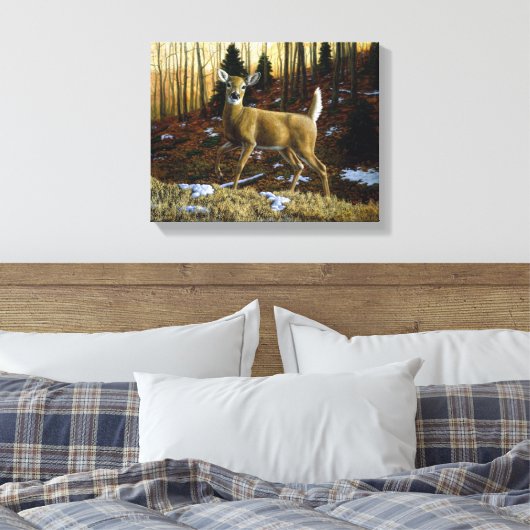 Whitetail Herten Doe in Herfst Bos Canvas Afdruk (Insitu (Slaapkamer))