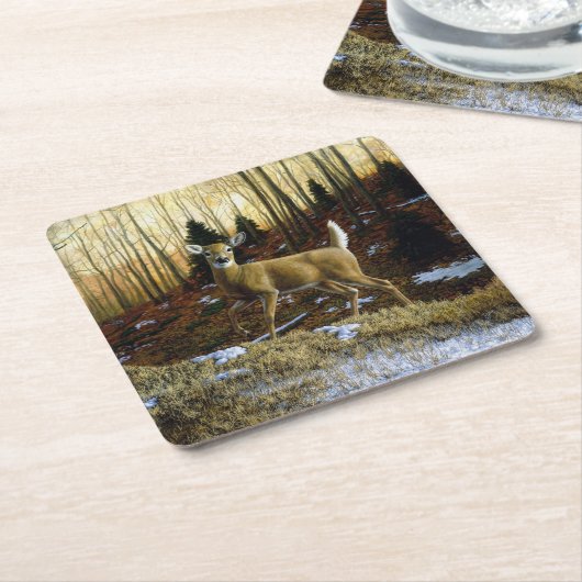 Whitetail Herten Doe in Herfst Bos Kartonnen Onderzetters (Schuin)