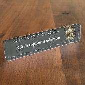 Whitetail Herten Doe in Herfst Bos Naambordje (Zijkant)