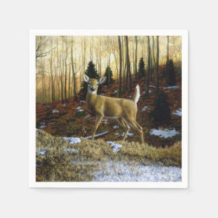 Whitetail Herten Doe in Herfst Bos Servet