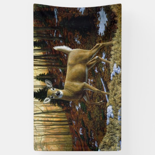 Whitetail Herten Doe in Herfst Bos Spandoek (Verticaal)