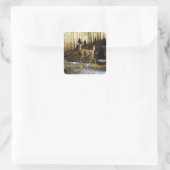 Whitetail Herten Doe in Herfst Bos Vierkante Sticker (Tas)