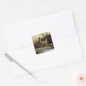 Whitetail Herten Doe in Herfst Bos Vierkante Sticker (Envelop)