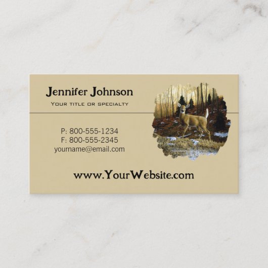 Whitetail Herten Doe in Herfst Bos Visitekaartje (Voorkant)