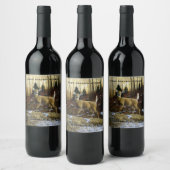 Whitetail Herten Doe in Herfst Bos Wijn Etiket (Flessen)