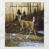 Whitetail Herten Doe in Herfst Bos Wijn Etiket (Enkel label)