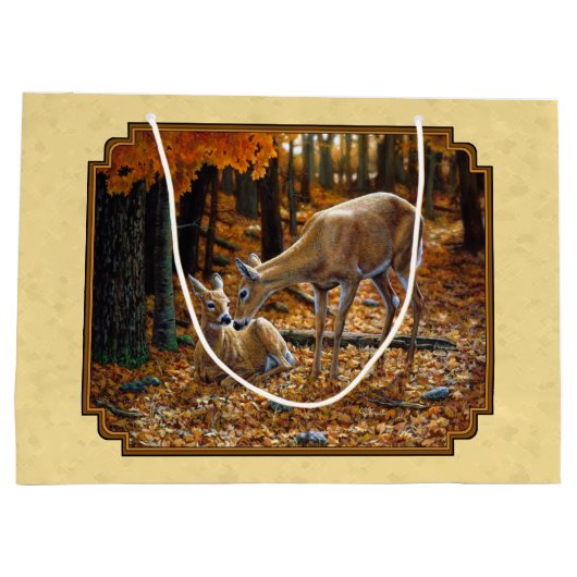 Whitetail Herten Fawn & Doe Geel Groot Cadeauzakje (Achterkant)