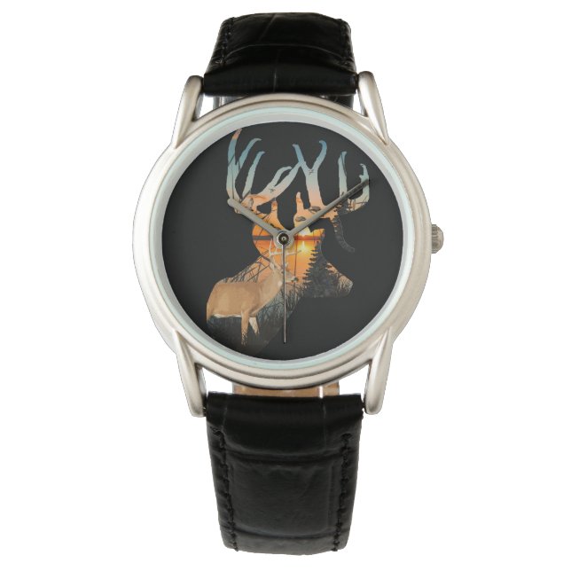 Whitetail Herten horloge, herten jagen Horloge (Voorkant)
