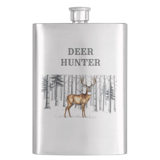 Whitetail herten in Forest Hunter Flask Flacon (Voorkant)