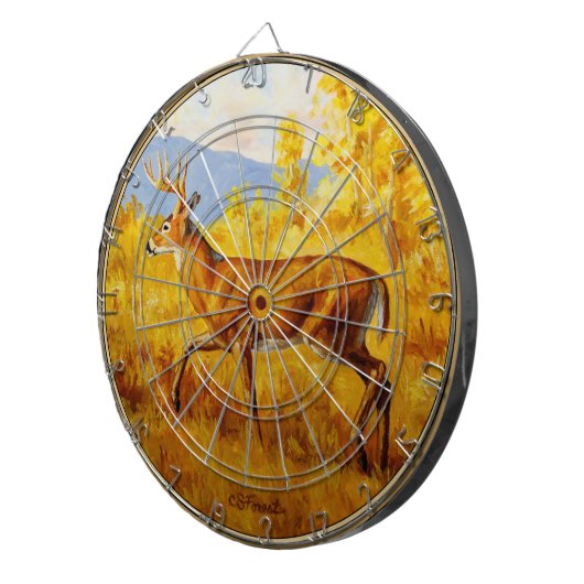 Whitetail Herten in Herfst Aspen Bos Dartbord (Voorkant Rechts)