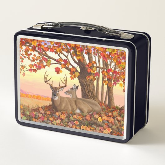 Whitetail Herten in Herfst New England Herfst Kleu (Achterkant)