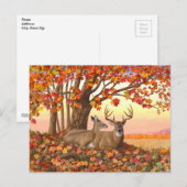 Whitetail Herten in Herfst New England Herfst Kleu Briefkaart (Voorkant / Achterkant)