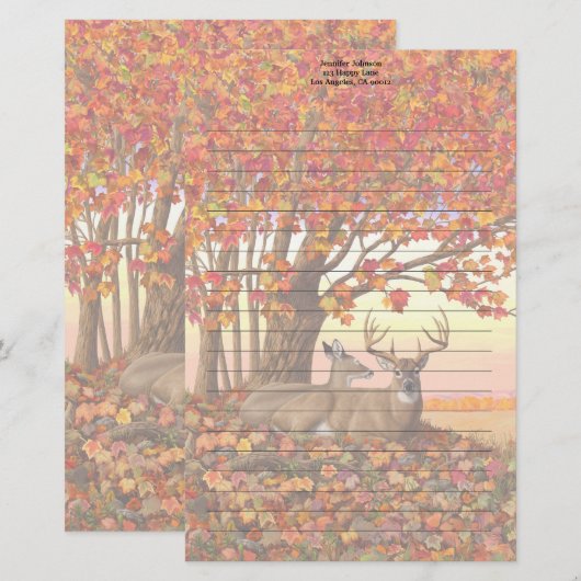 Whitetail Herten in Herfst New England Herfst Kleu Briefpapier (Voorkant / Achterkant)