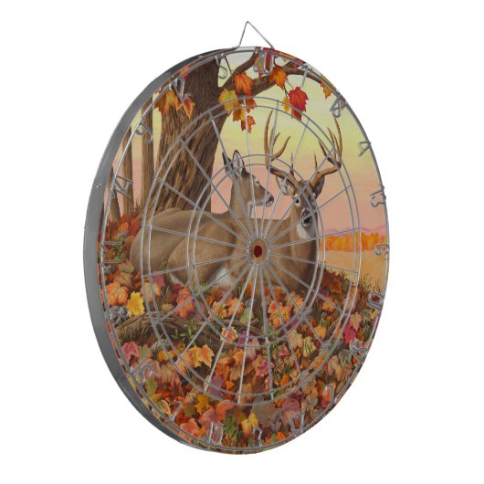 Whitetail Herten in Herfst New England Herfst Kleu Dartbord (Voorkant Links)