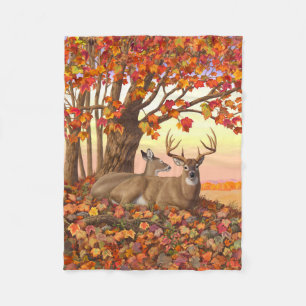 Whitetail Herten in Herfst New England Herfst Kleu Fleece Deken