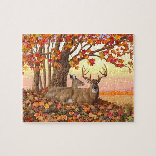 Whitetail Herten in Herfst New England Herfst Kleu Legpuzzel (Horizontaal)