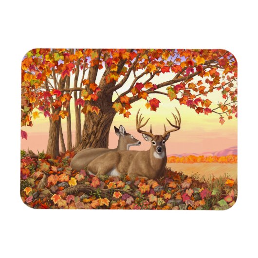 Whitetail Herten in Herfst New England Herfst Kleu Magneet (Horizontaal)