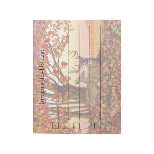 Whitetail Herten in Herfst New England Herfst Kleu Notitieblok (Linkerzijde)