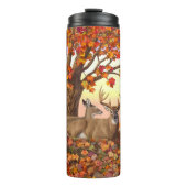 Whitetail Herten in Herfst New England Herfst Kleu Thermosbeker (Voorkant)