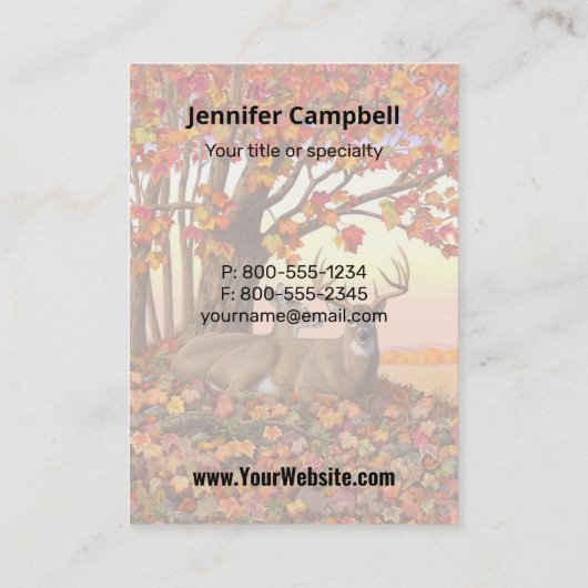 Whitetail Herten in Herfst New England Herfst Kleu Visitekaartje (Achterkant)