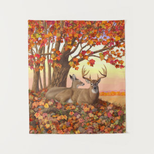 Whitetail Herten in Herfst New England Herfst Kleu Wandkleed