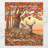Whitetail Herten in Herfst New England Herfst Kleu Wijn Etiket (Enkel label)