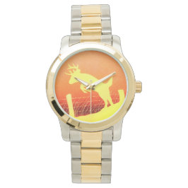Whitetail herten springen hek horloge