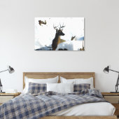 Whitetail Herten Winter Antlers Canvas Print (Insitu (Slaapkamer))
