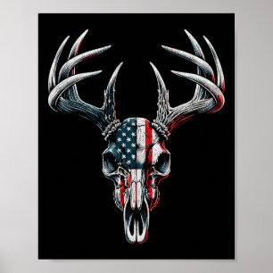 Whitetail hertenjacht - Amerikaanse vlag op Buck S Poster