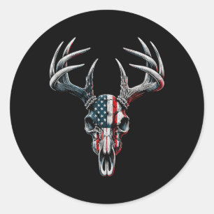 Whitetail hertenjacht - Amerikaanse vlag op Buck S Ronde Sticker