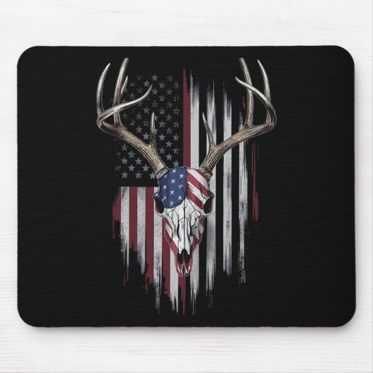 Whitetail Hertenjager Amerikaanse Vlag Verenigde S Muismat (Voorkant)