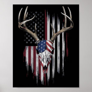 Whitetail Hertenjager Amerikaanse Vlag Verenigde S Poster