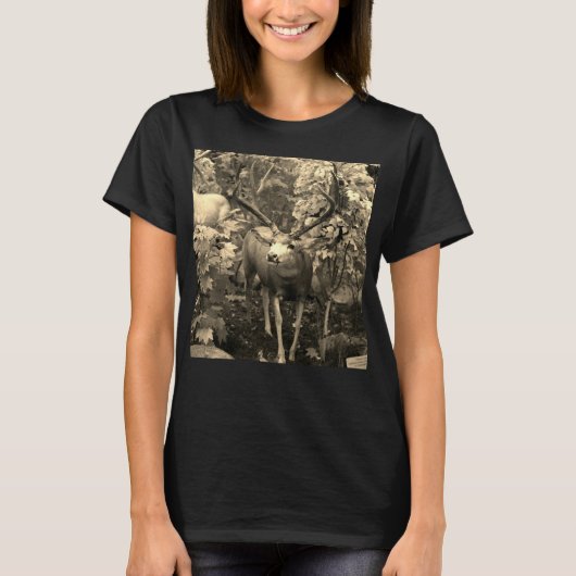 Whitetail in het herfst van het houten paneel t-shirt (Voorkant)