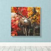 Whitetail in het najaar canvas afdruk (Insitu (Houten vloer))