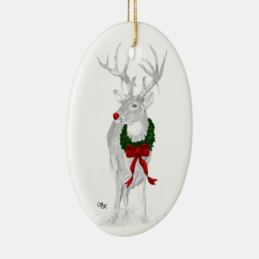 Whitetail Kerstmis Keramisch Ornament (Rechts)