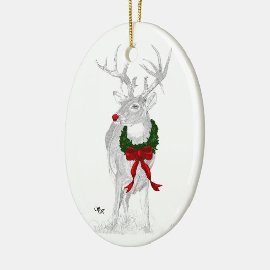 Whitetail Kerstmis Keramisch Ornament (Links)