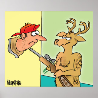 Whitetail Revenge-cartoon voor de jacht op herten Poster