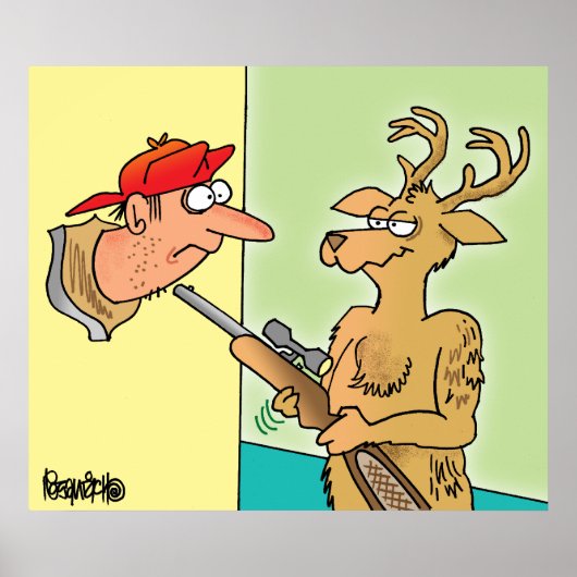 Whitetail Revenge-cartoon voor de jacht op herten Poster (Voorkant)