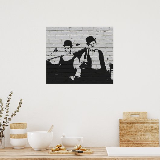 Whitewall Graffiti Laurel Hardy Poster (Keuken)