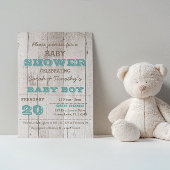 Whitewash Blauw Baby shower Uitnodiging