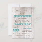 Whitewash Blauw Baby shower Uitnodiging (Voorkant)